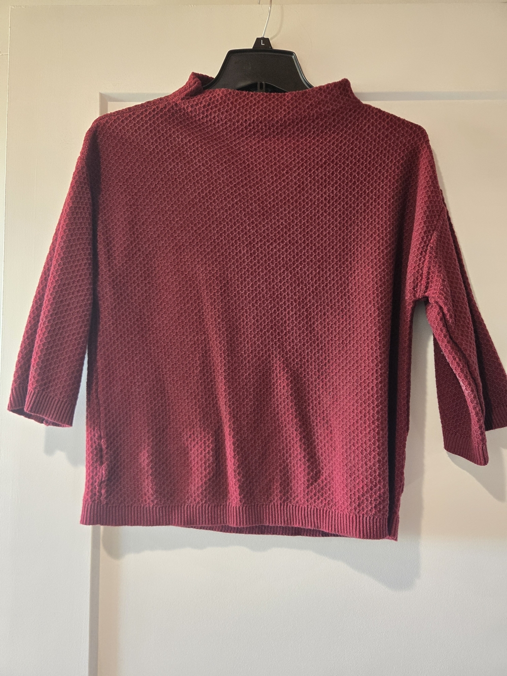 Ann Taylor Textured Mock Neck Sweater - Wine